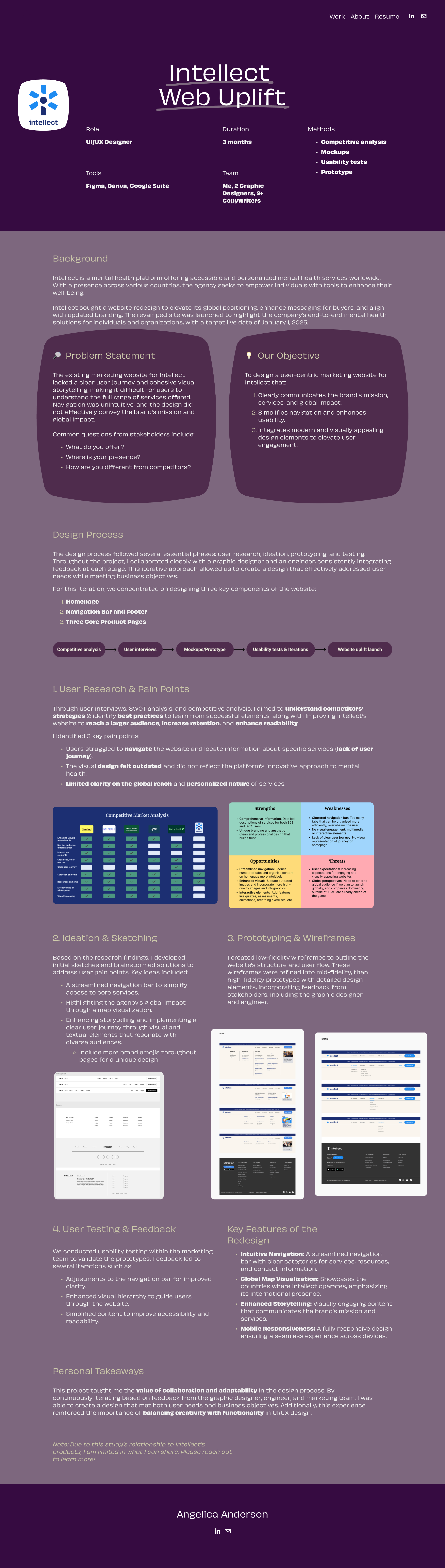Full Intellect redesign case study showing research and interface work